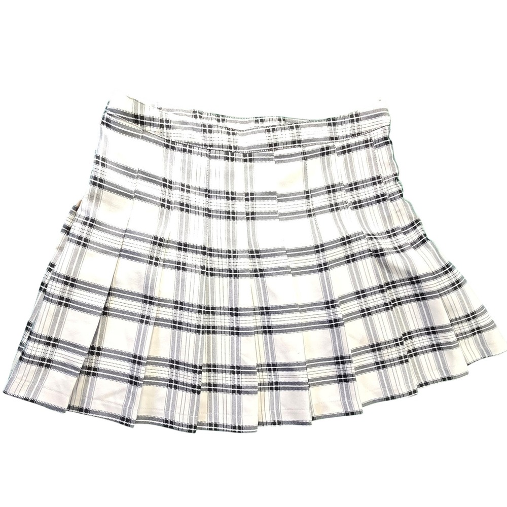 Juniors XL Hesperus white black plaid skater‎ schoolgirl mini skirt pleated